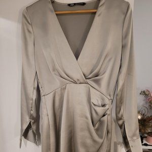 Zara Wrap Front Satin Dress